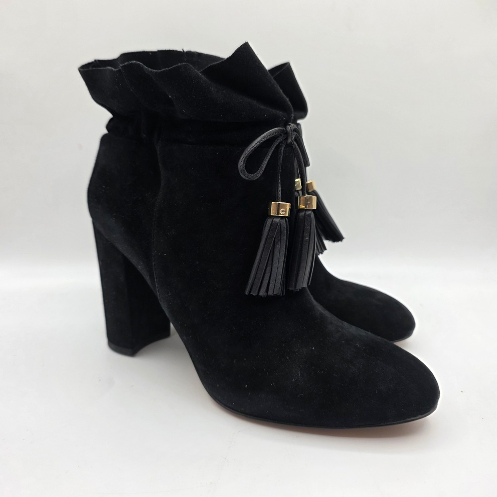 Louise et Cie Taedin Ankle Boots Black Suede Ruffle Tassel Womens 10M